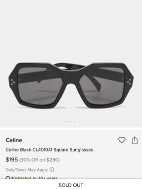 Celine Oversized Black CL401041 Sunglasses